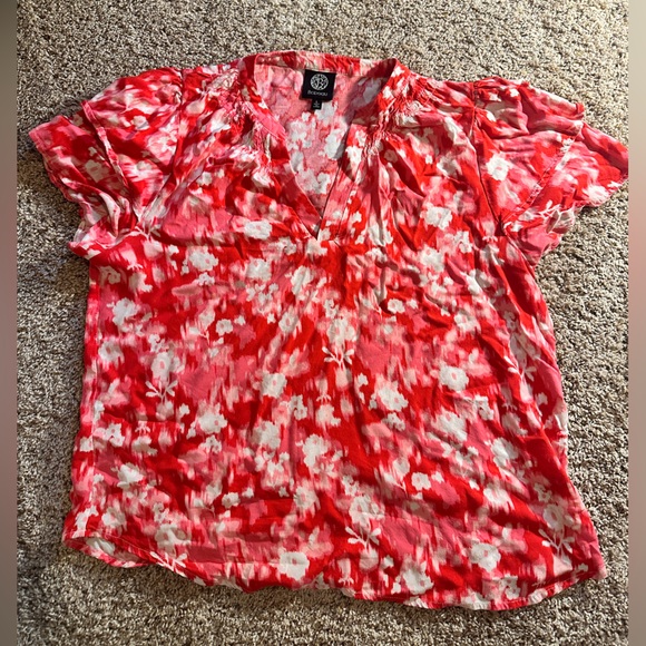 Bobeau Coral and White Patterned Top - Picture 1 of 3